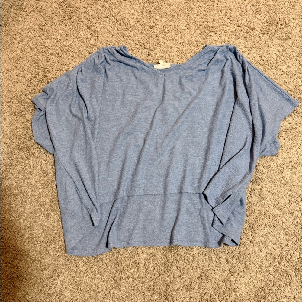 Chic Light Blue Women's Hi-Lo Blouse